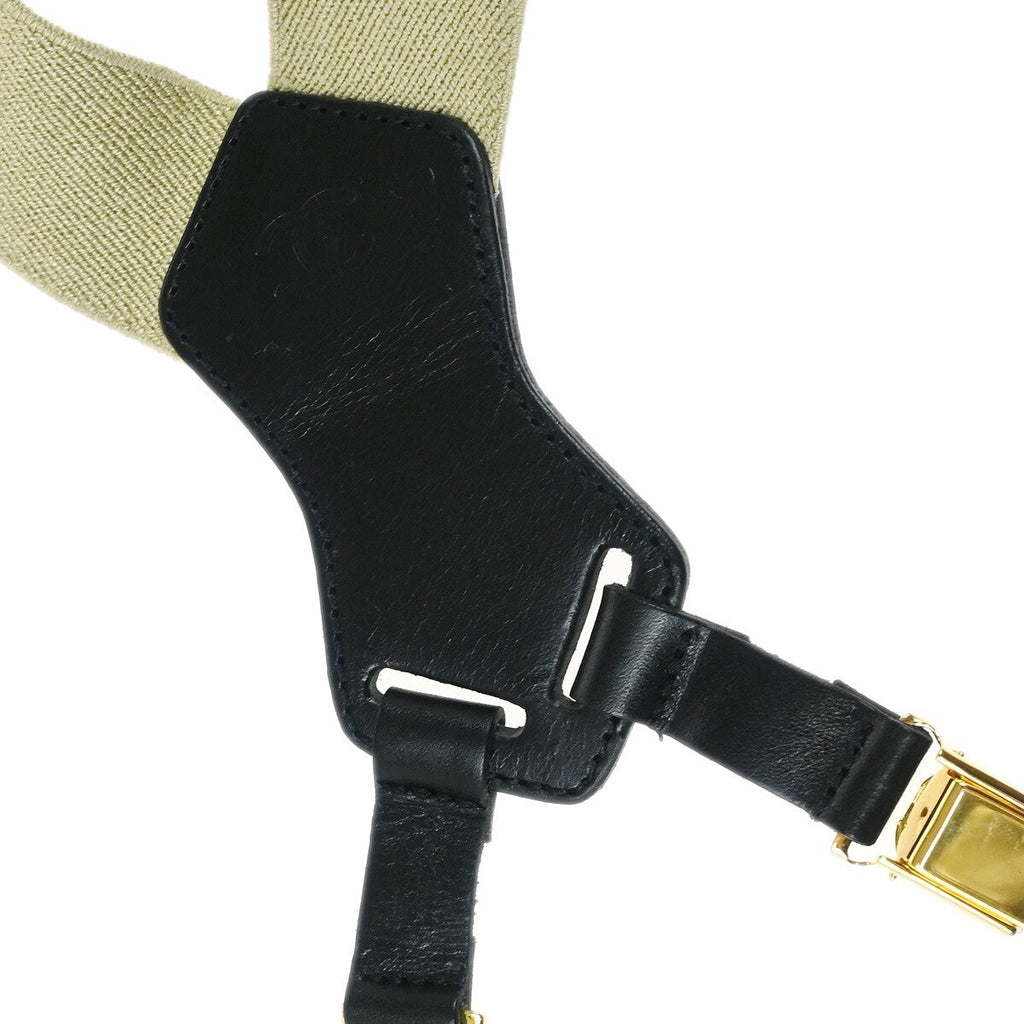 Chanel Logo Suspenders Canvas Beige Canvas Belts Accessory (Pre-Owned)