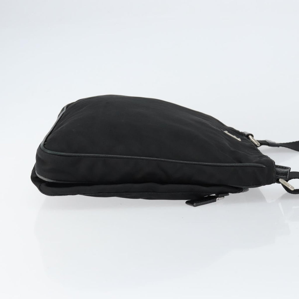 Prada Flat Messenger Bag Tessuto Black Nylon Shoulder Bag Bag (Pre-Owned)