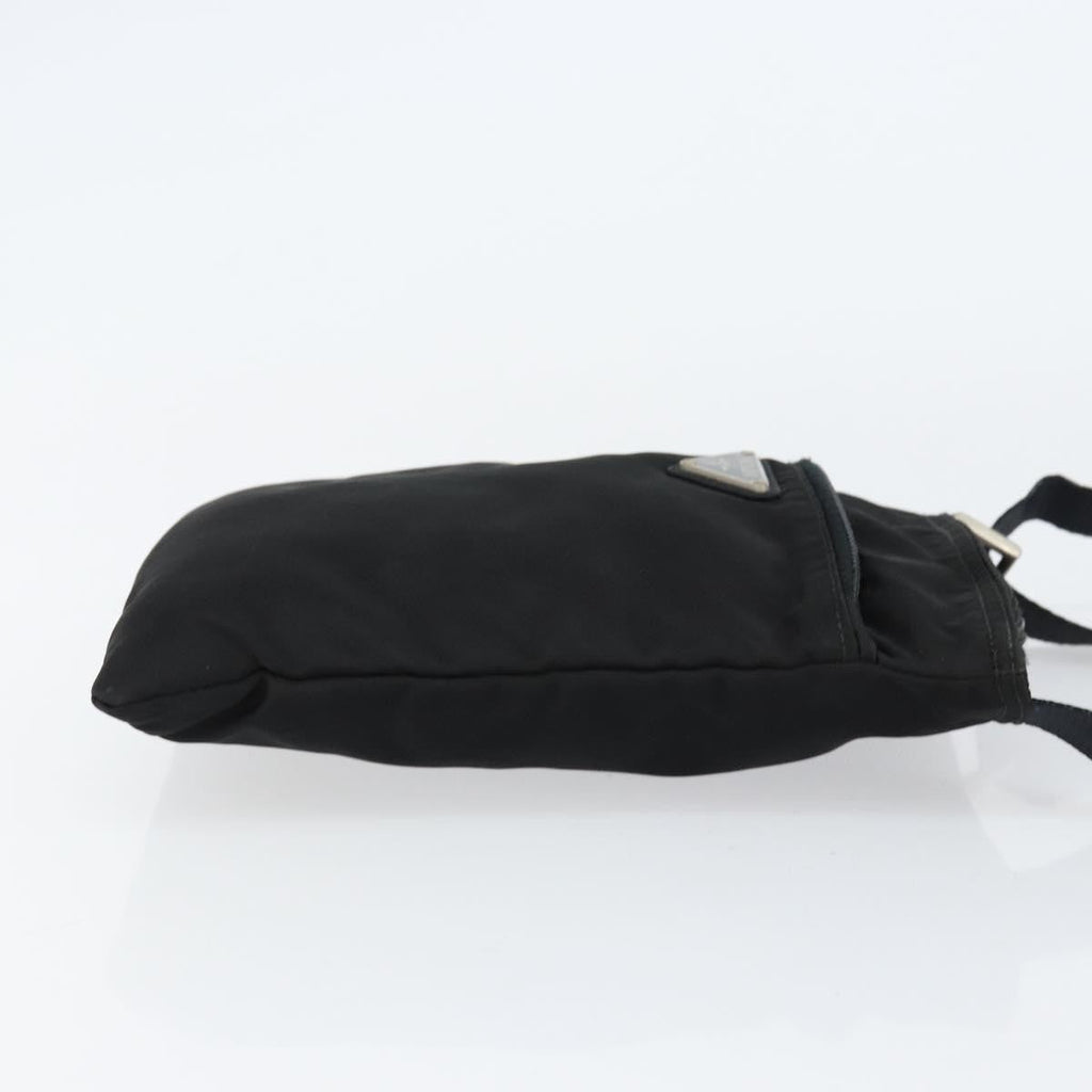 Prada Front Zip Convertible Flat Messenger Tessuto With Leather Black Nylon Shoulder Bag Bag (Pre-Owned)