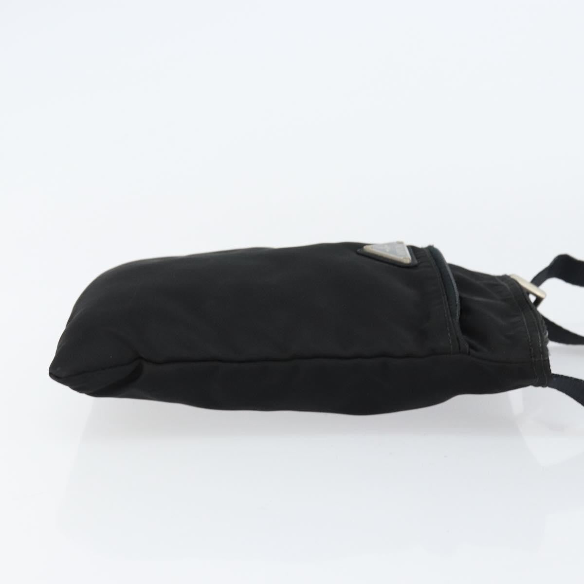 Prada Front Zip Convertible Flat Messenger Tessuto With Leather Black Nylon Shoulder Bag Bag (Pre-Owned)