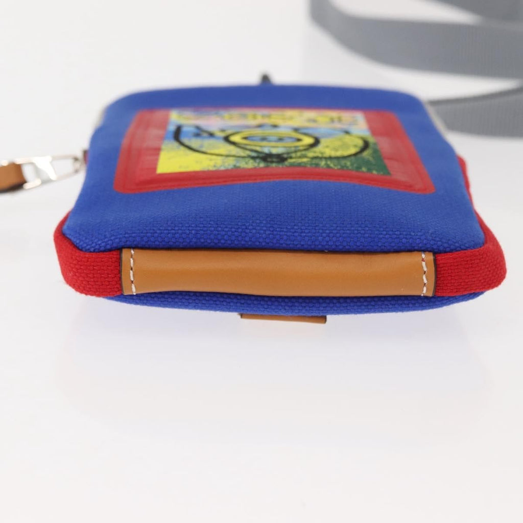 Loewe Eye/Loewe/Nature Zip Neck Pouch Canvas With Applique Blue Canvas Clutche & Pouche Bag (Pre-Owned)