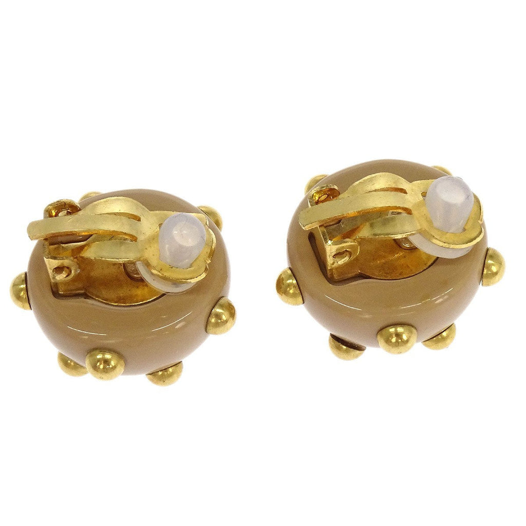 Chanel Vintage Cc Round Cutout Clip-On Earrings Metal Beige Gold_Plated Earrings Jewelry (Pre-Owned)