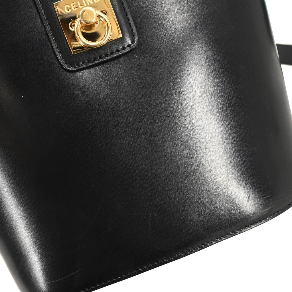 Celine Vintage Shoulder Bag Leather Black Leather Shoulder Bag Bag (Pre-Owned)