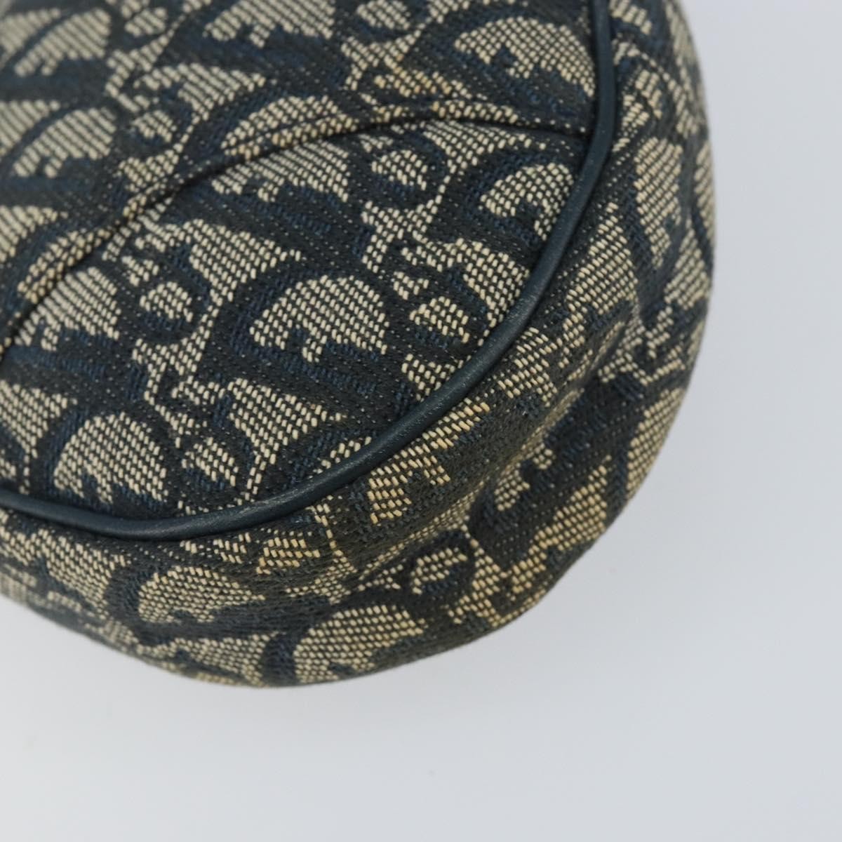 Christian Dior Vintage Saddle Bag Diorissimo Canvas Navy Canvas Clutche & Pouche Bag (Pre-Owned)
