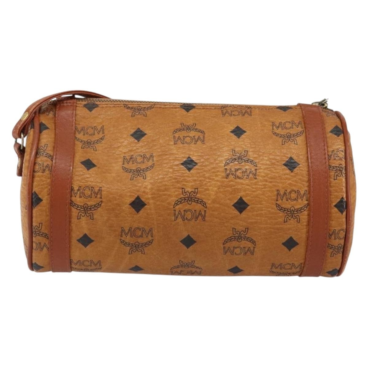 MCM Visetos Shoulder Bag Canvas And Leather Brown Canvas Shoulder Bag Bag (Pre-Owned)