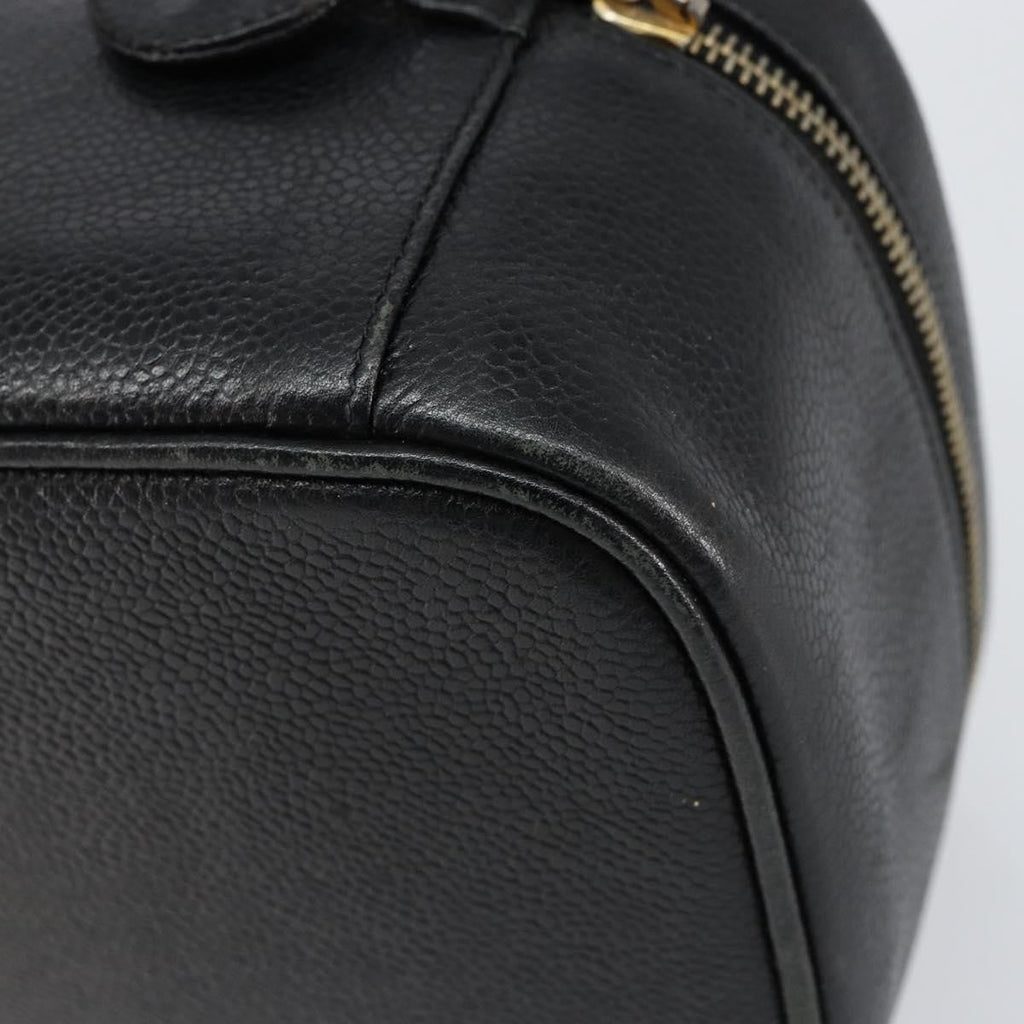 Chanel Vintage Cosmetic Case Leather Black Leather Clutche & Pouche Bag (Pre-Owned)