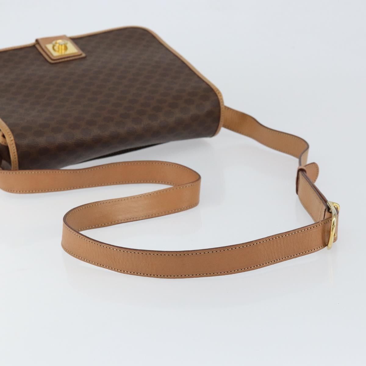 Celine Vintage Macadam Shoulder Bag Canvas And Leather Brown Canvas Shoulder Bag Bag (Pre-Owned)