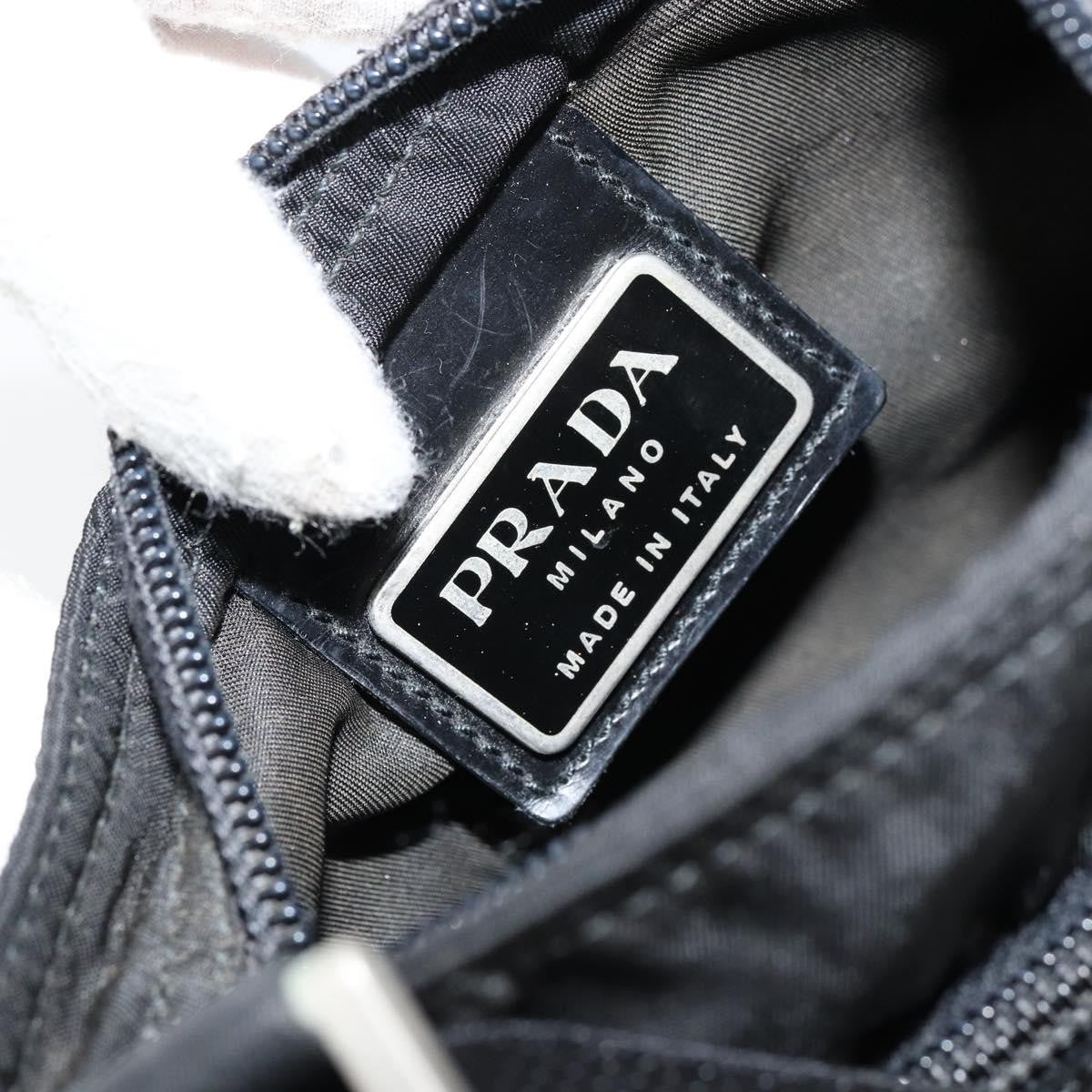 Prada Front Zip Convertible Flat Messenger Tessuto With Leather Black Nylon Shoulder Bag Bag (Pre-Owned)