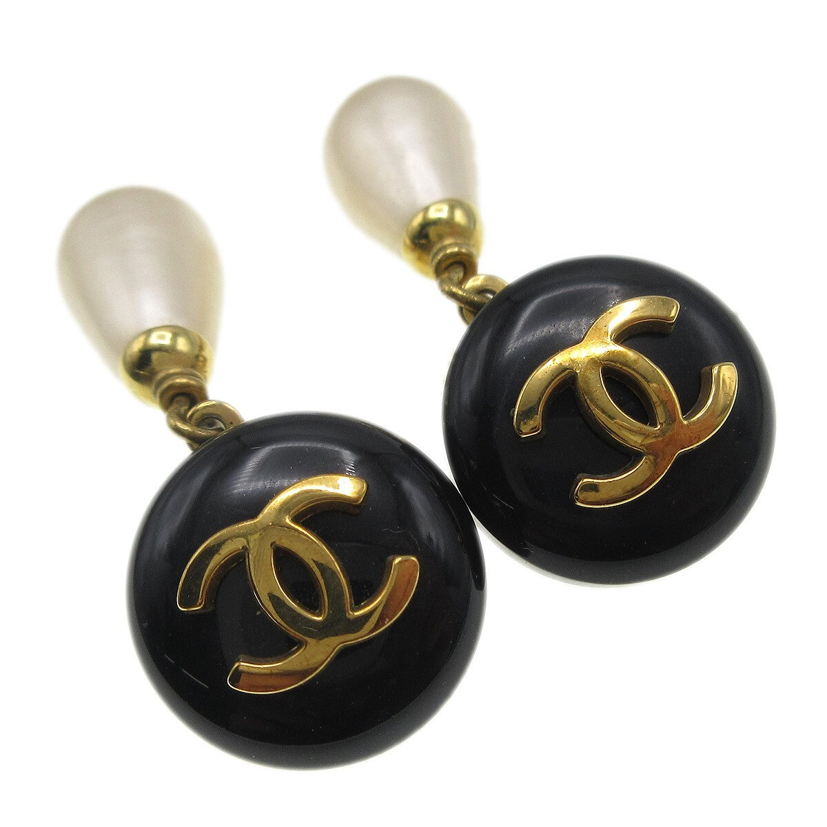 Chanel Cc Dangle Earrings Metal With Faux Pearl Gold Gold_Plated Earrings Jewelry (Pre-Owned)