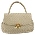 Bottega Veneta Intrecciato Handbag Leather Beige Leather Handbag (Pre-Owned)