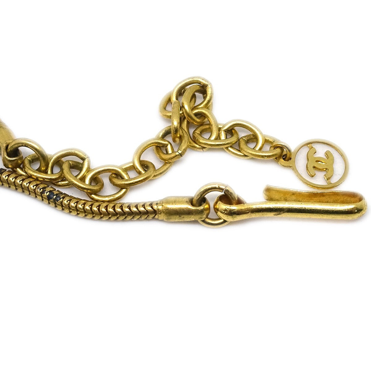 Chanel Vintage Cc Ball Pendant Necklace Metal And Enamel Beige Gold_Plated Necklace Jewelry (Pre-Owned)