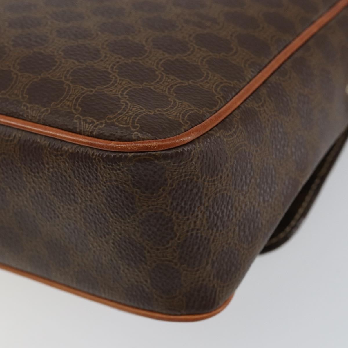 Celine Vintage Macadam Circle Logo Shoulder Bag Canvas And Leather Brown Canvas Shoulder Bag Bag (Pre-Owned)