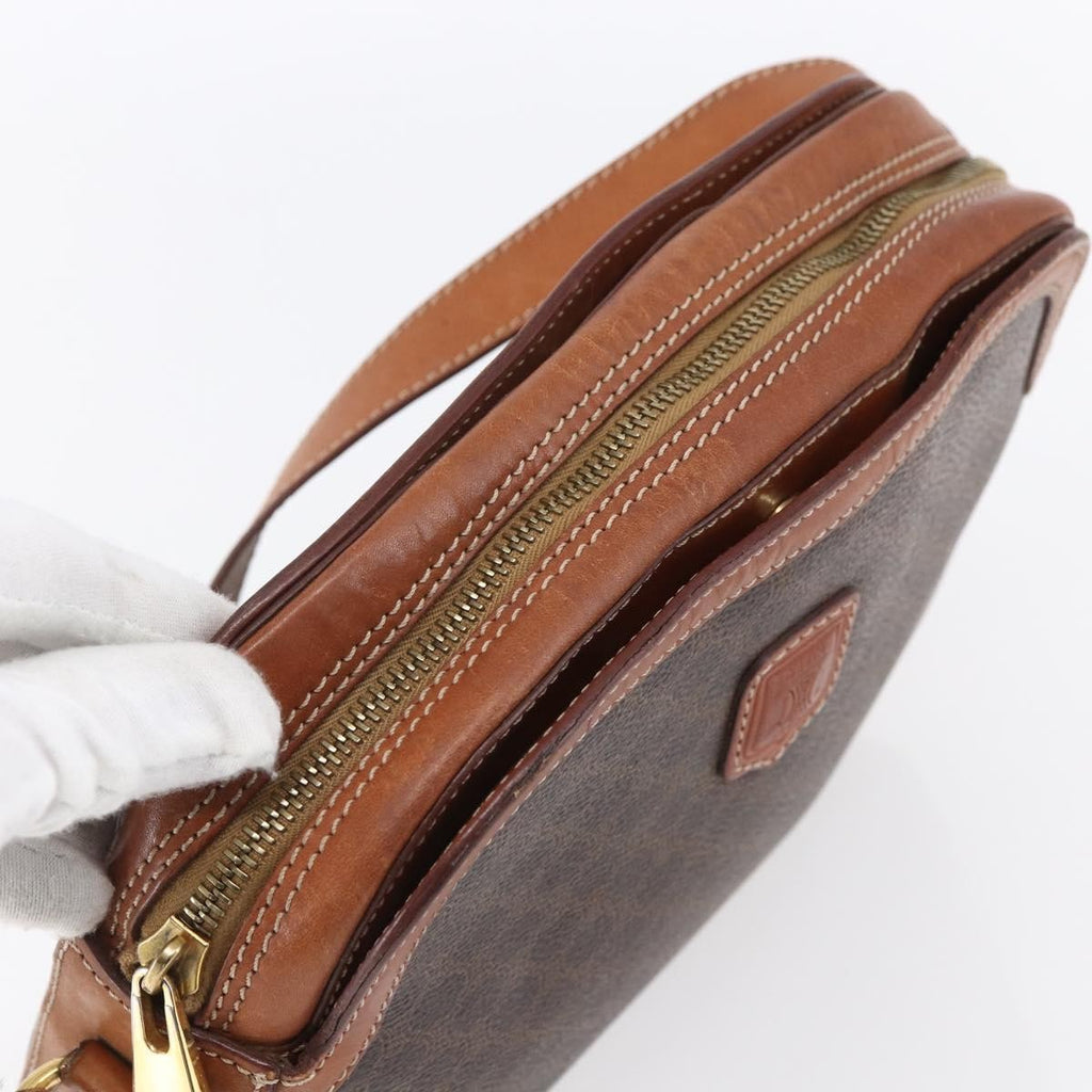 Celine Vintage Macadam Shoulder Bag Canvas And Leather Brown Canvas Shoulder Bag Bag (Pre-Owned)