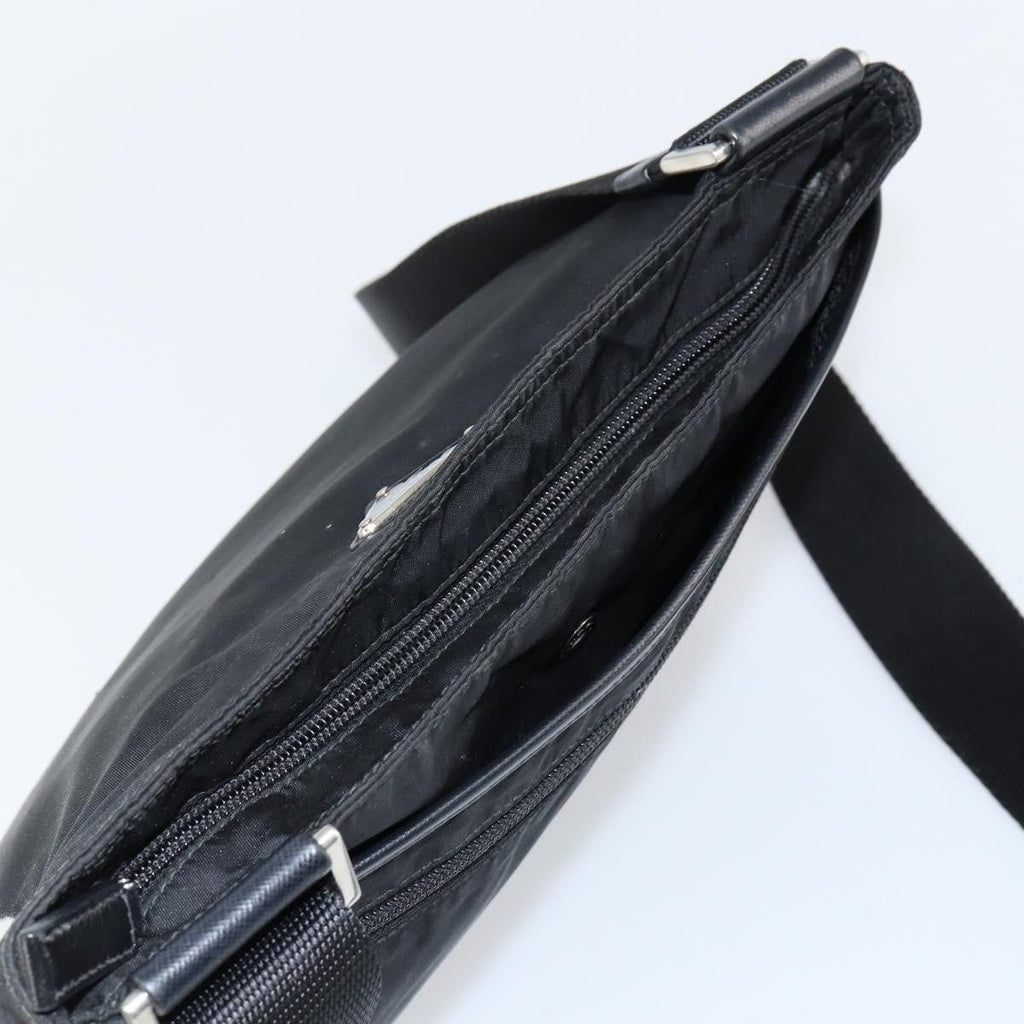 Prada Flat Messenger Bag Tessuto Black Nylon Shoulder Bag Bag (Pre-Owned)
