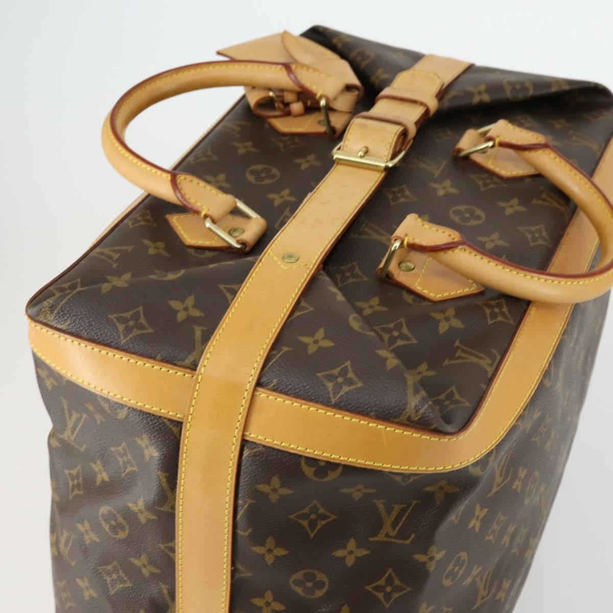 Louis Vuitton Cruiser Handbag Monogram Canvas Brown Canvas Travel Bag Bag (Pre-Owned)