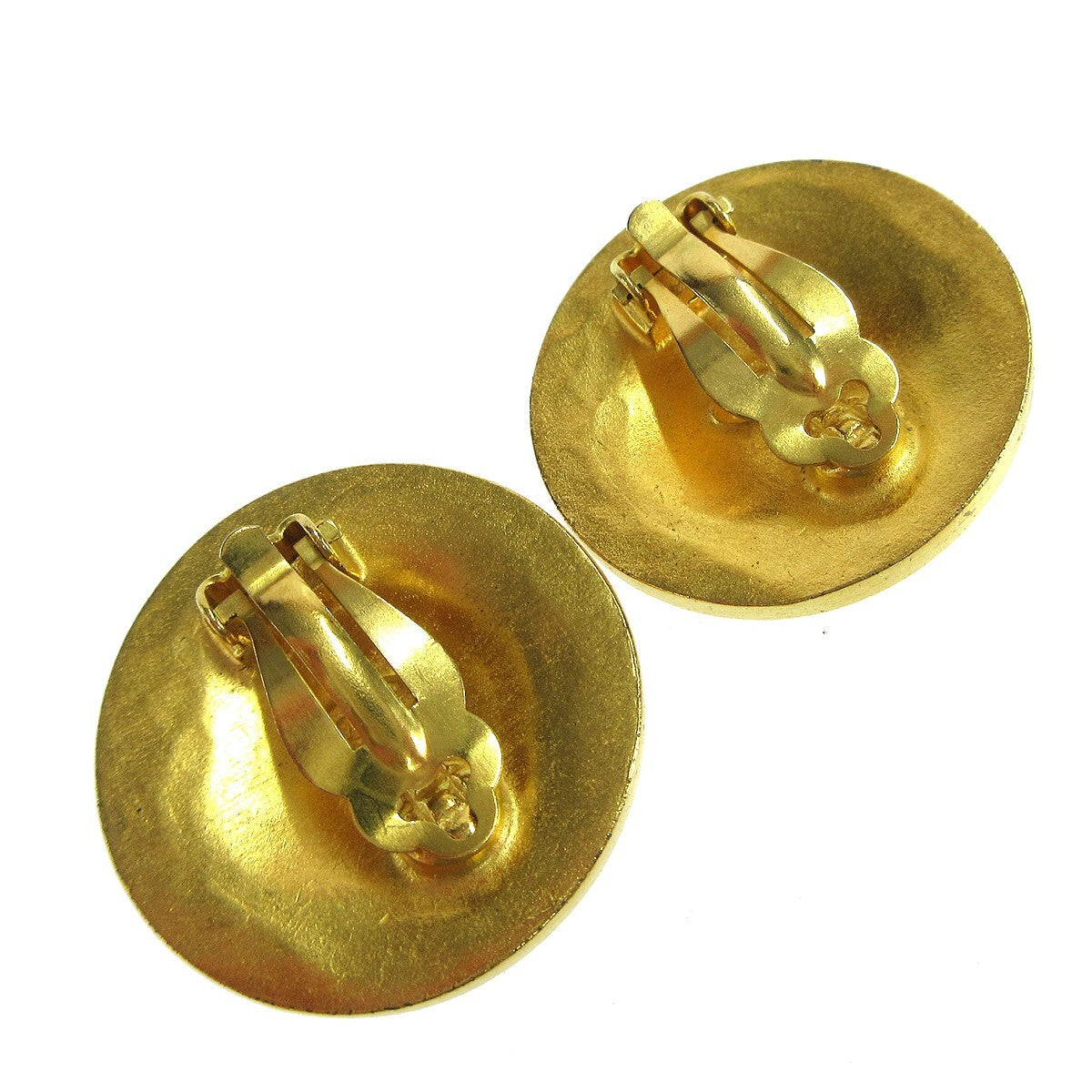 Chanel Vintage Round Cc Clip-On Earrings Metal Gold Gold_Plated Earrings Jewelry (Pre-Owned)