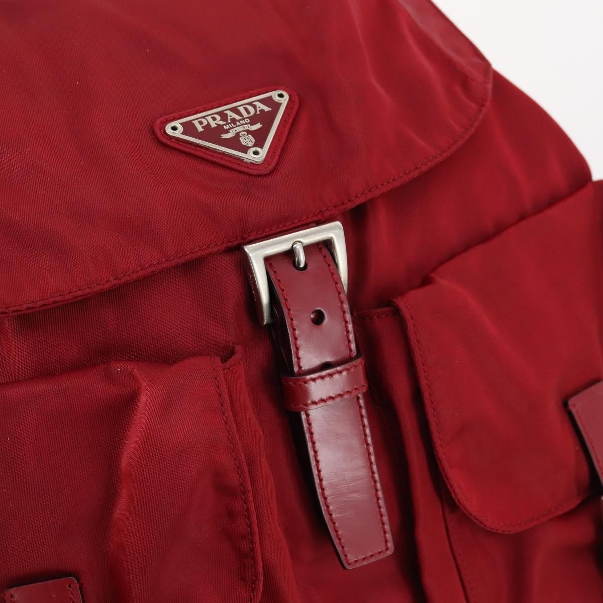 Prada Double Front Pocket Backpack Tessuto Red Nylon Backpack Bag (Pre-Owned)