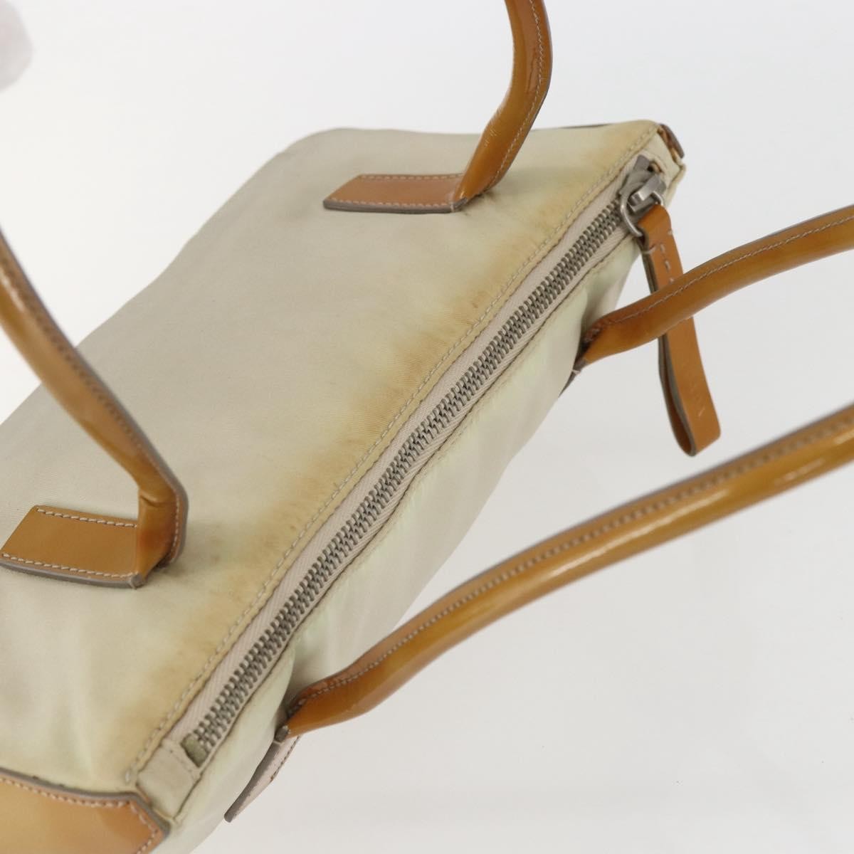 Prada Vintage Handbag Tessuto Beige Nylon Handbag (Pre-Owned)