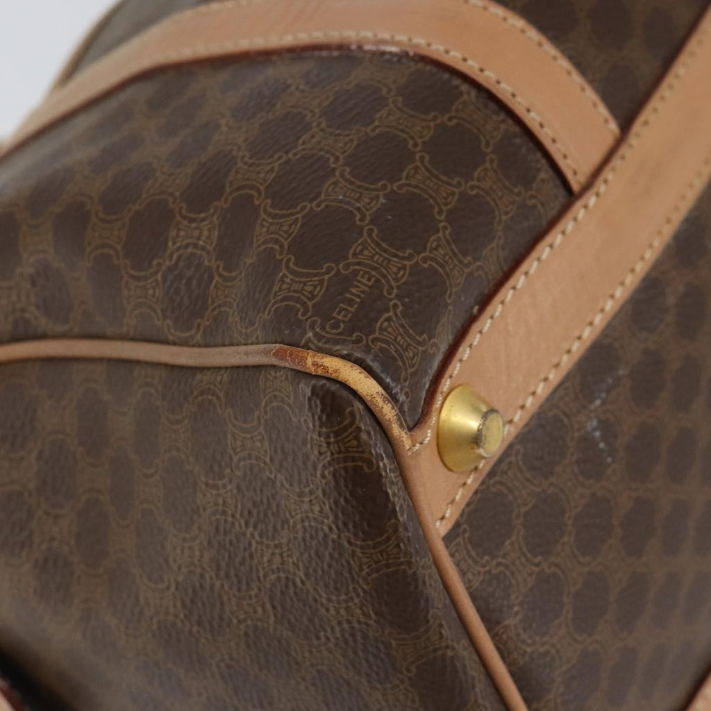Celine Vintage Macadam Boston Bag Canvas Brown Canvas Travel Bag Bag (Pre-Owned)