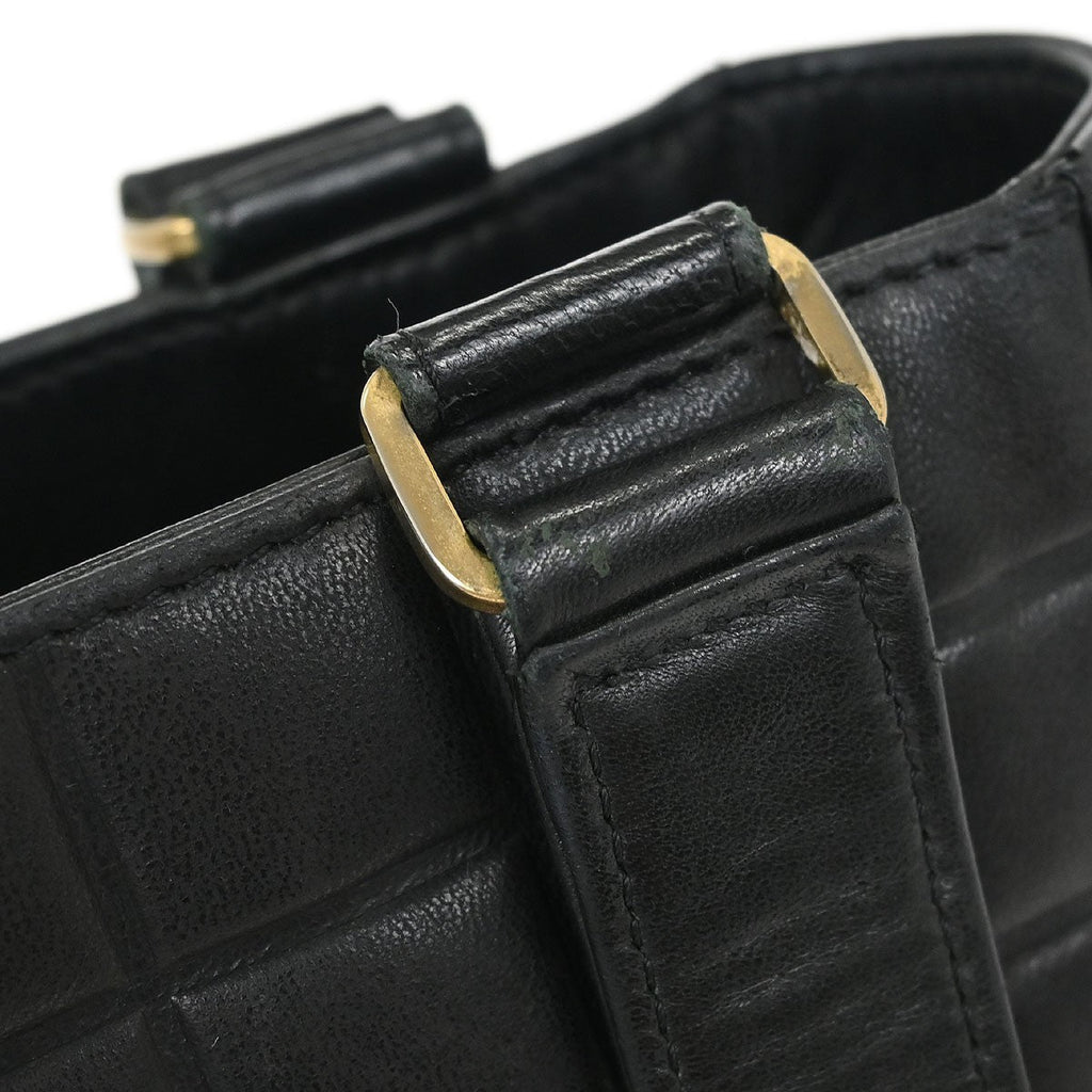 Chanel Chocolate Bar Cc Tote Quilted Leather Black Leather Tote Bag Bag (Pre-Owned)