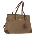Prada Vintage Tote Tessuto Beige Nylon Tote Bag Bag (Pre-Owned)