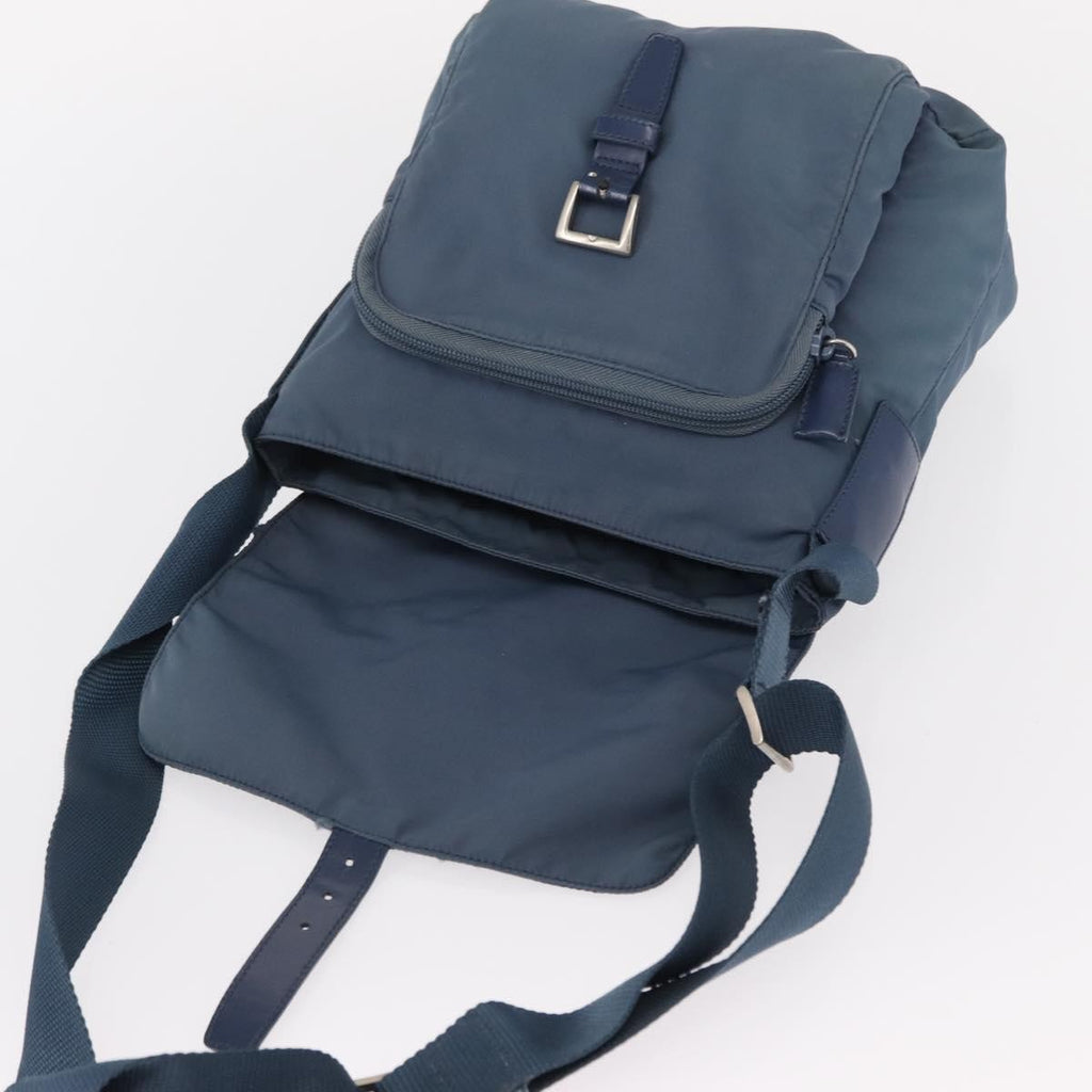 Prada Buckle Messenger Bag Tessuto Blue Nylon Shoulder Bag Bag (Pre-Owned)