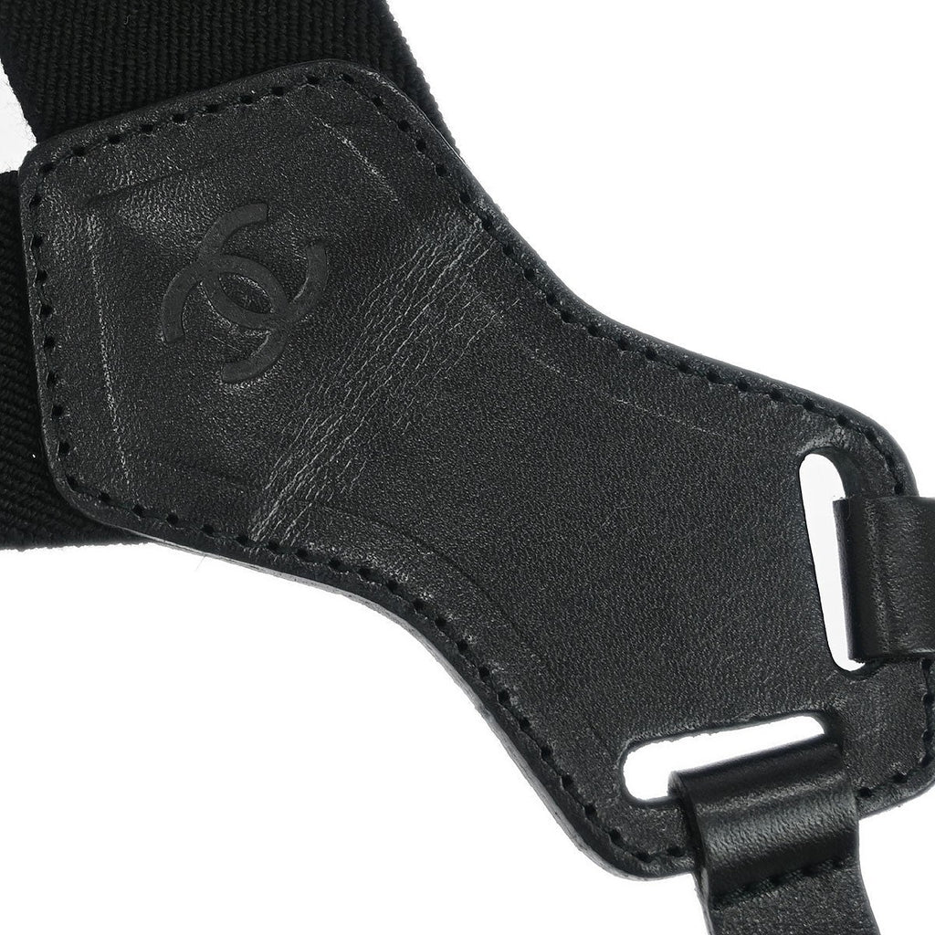 Chanel Logo Suspenders Canvas Black Canvas Belts Accessory (Pre-Owned)