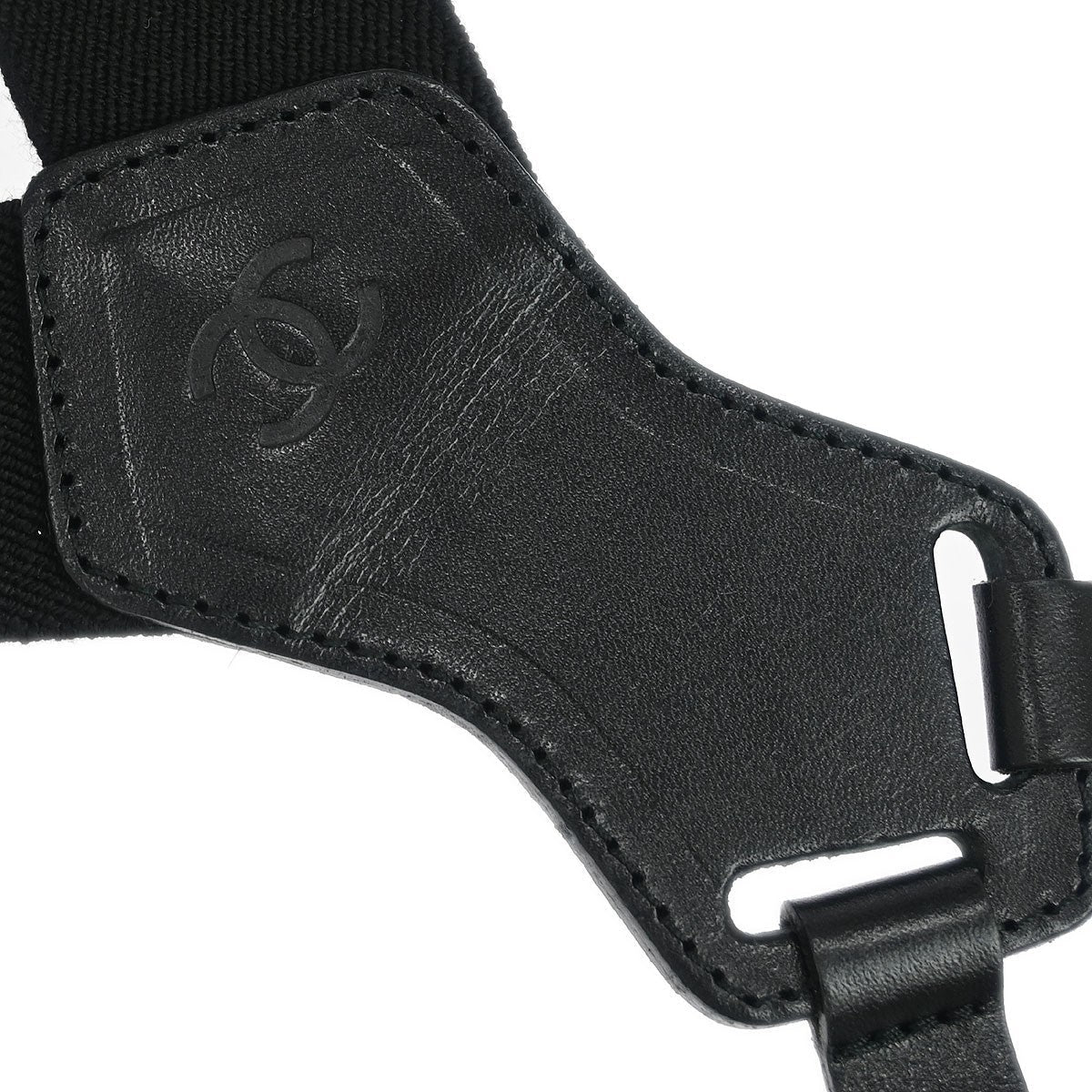 Chanel Logo Suspenders Canvas Black Canvas Belts Accessory (Pre-Owned)