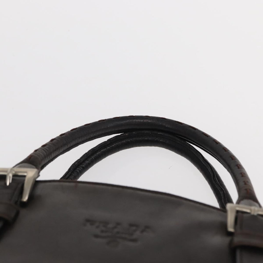 Prada Vintage Tote Tessuto With Leather Brown Nylon Tote Bag Bag (Pre-Owned)