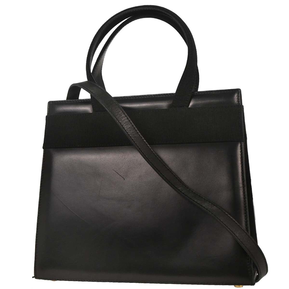 Salvatore Ferragamo Convertible Vara Bow Tote Leather Black Leather Handbag (Pre-Owned)
