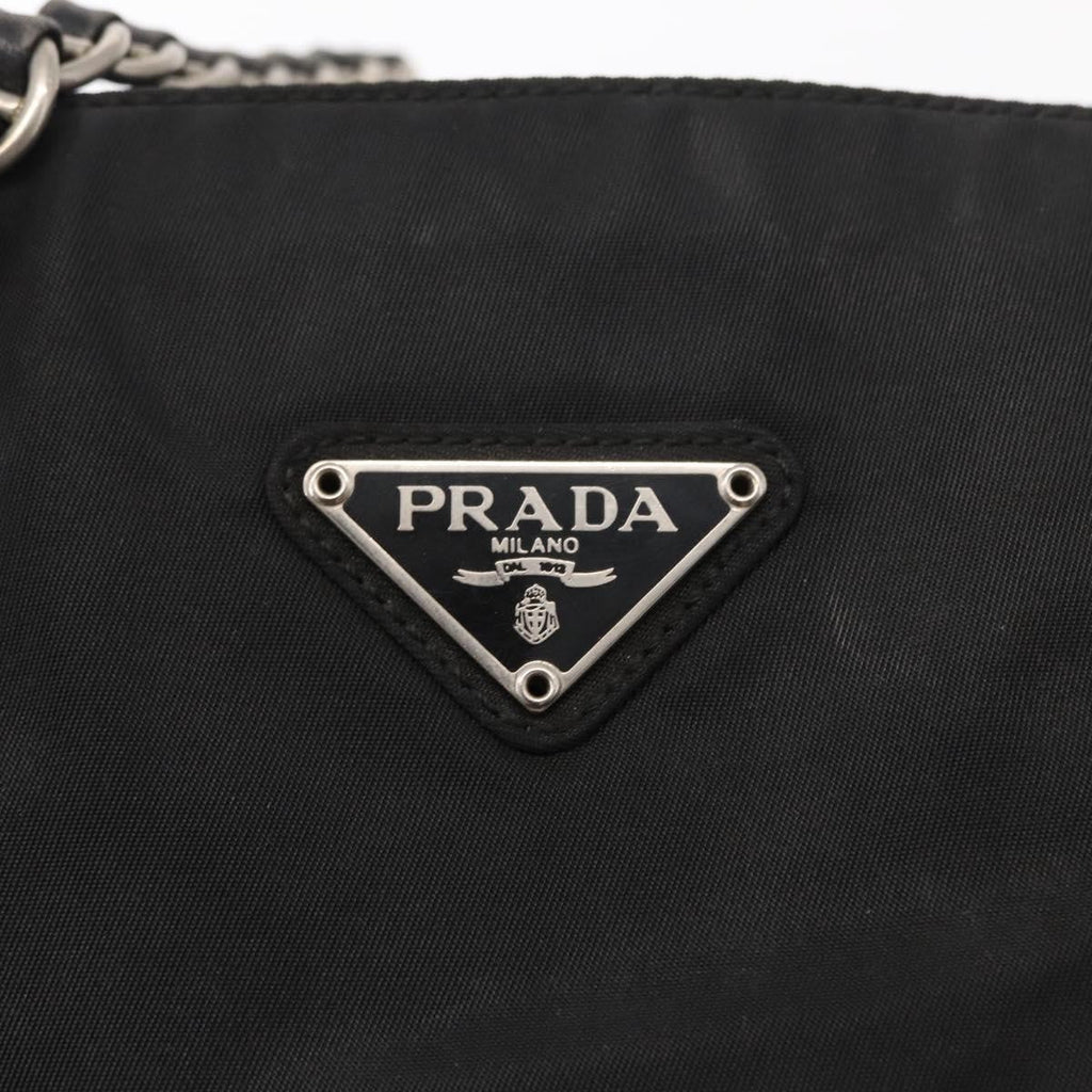 Prada Vintage Chain Shoulder Bag Tessuto Black Nylon Shoulder Bag Bag (Pre-Owned)