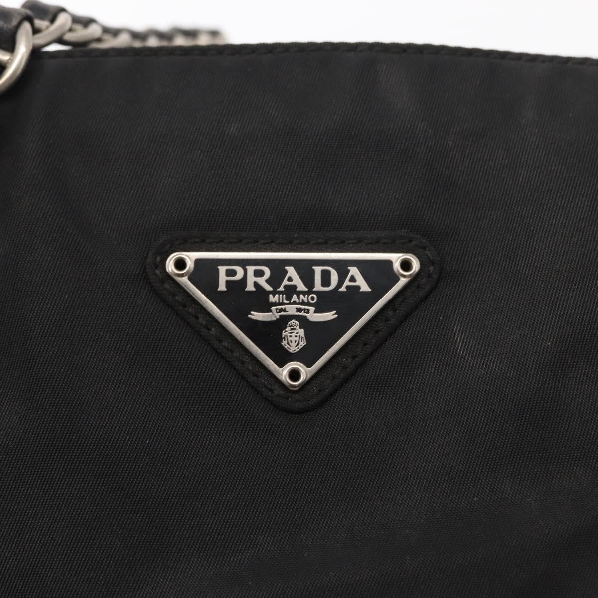 Prada Vintage Chain Shoulder Bag Tessuto Black Nylon Shoulder Bag Bag (Pre-Owned)