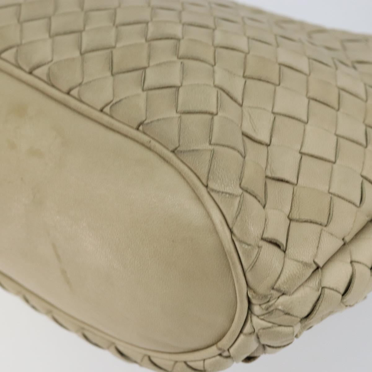 Bottega Veneta Intrecciato Handbag Leather Beige Leather Handbag (Pre-Owned)