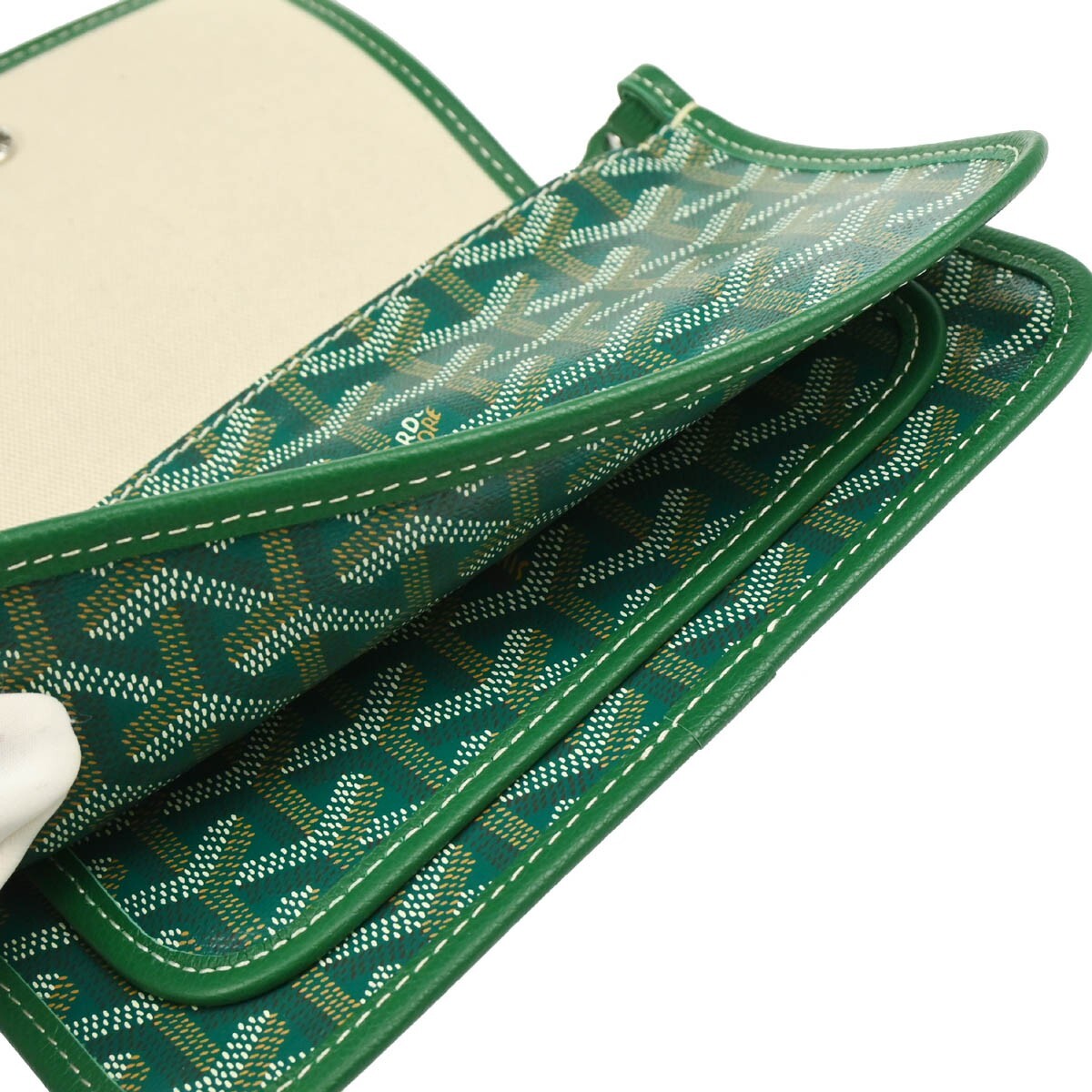 Goyard Plumet Clutch Wallet Coated Canvas Green Canvas Shoulder Bag Bag (Pre-Owned)