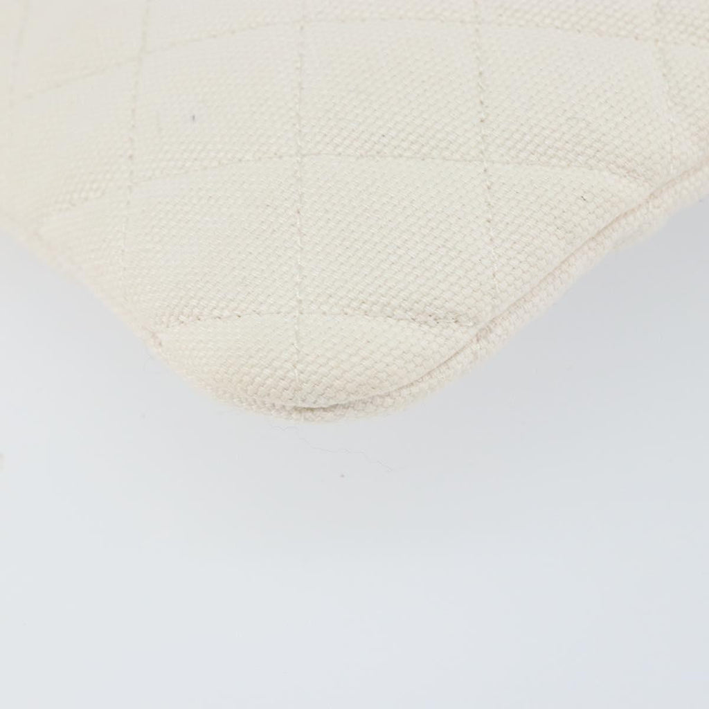 Chanel Coco Cuba Pouch Printed Quilted Canvas White Canvas Clutche & Pouche Bag (Pre-Owned)
