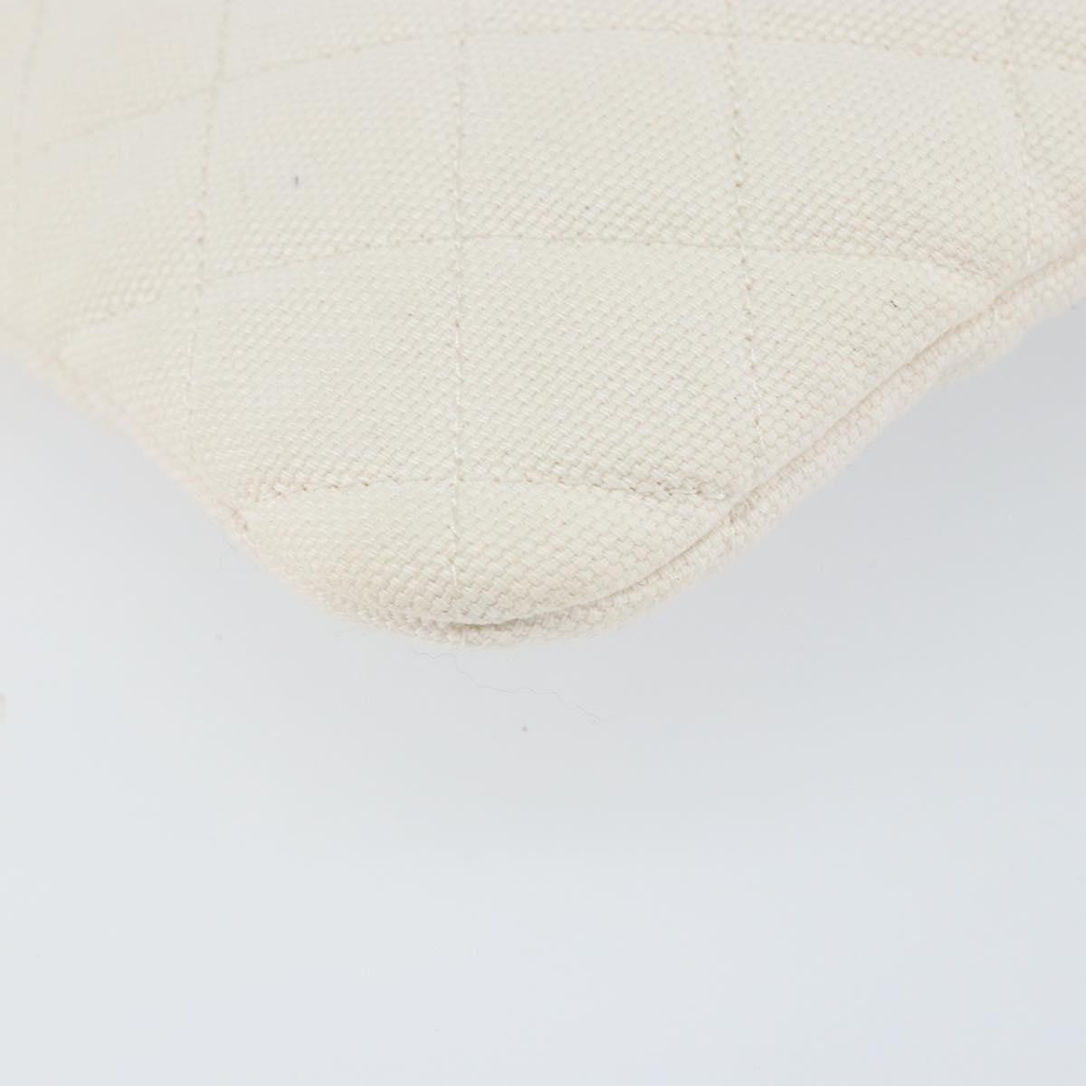 Chanel Coco Cuba Pouch Printed Quilted Canvas White Canvas Clutche & Pouche Bag (Pre-Owned)