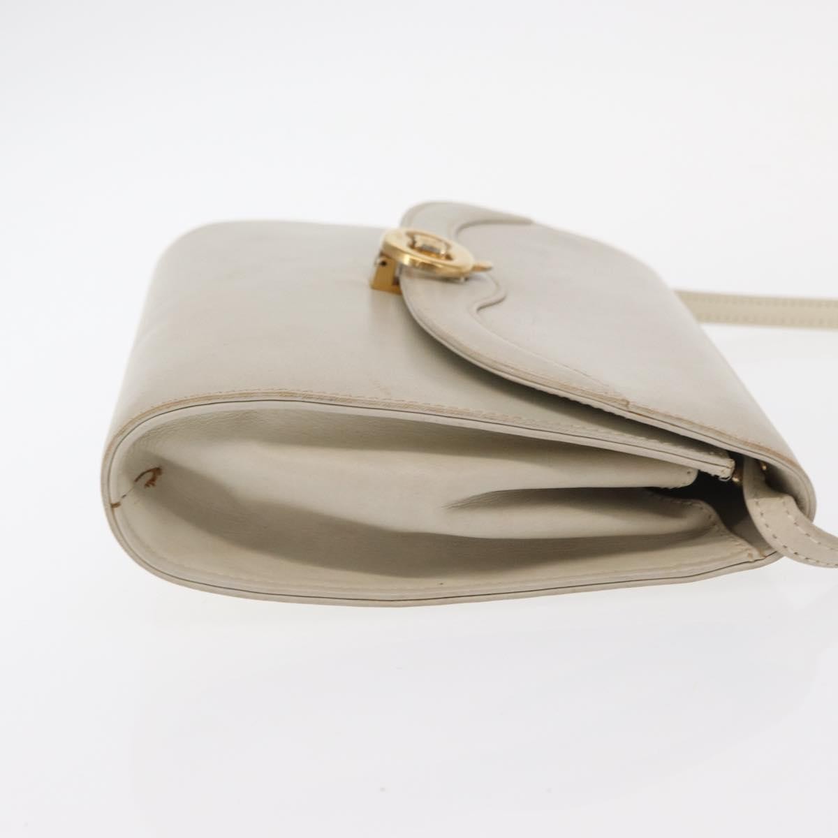 Celine Vintage Shoulder Bag Leather Ecru Leather Shoulder Bag Bag (Pre-Owned)