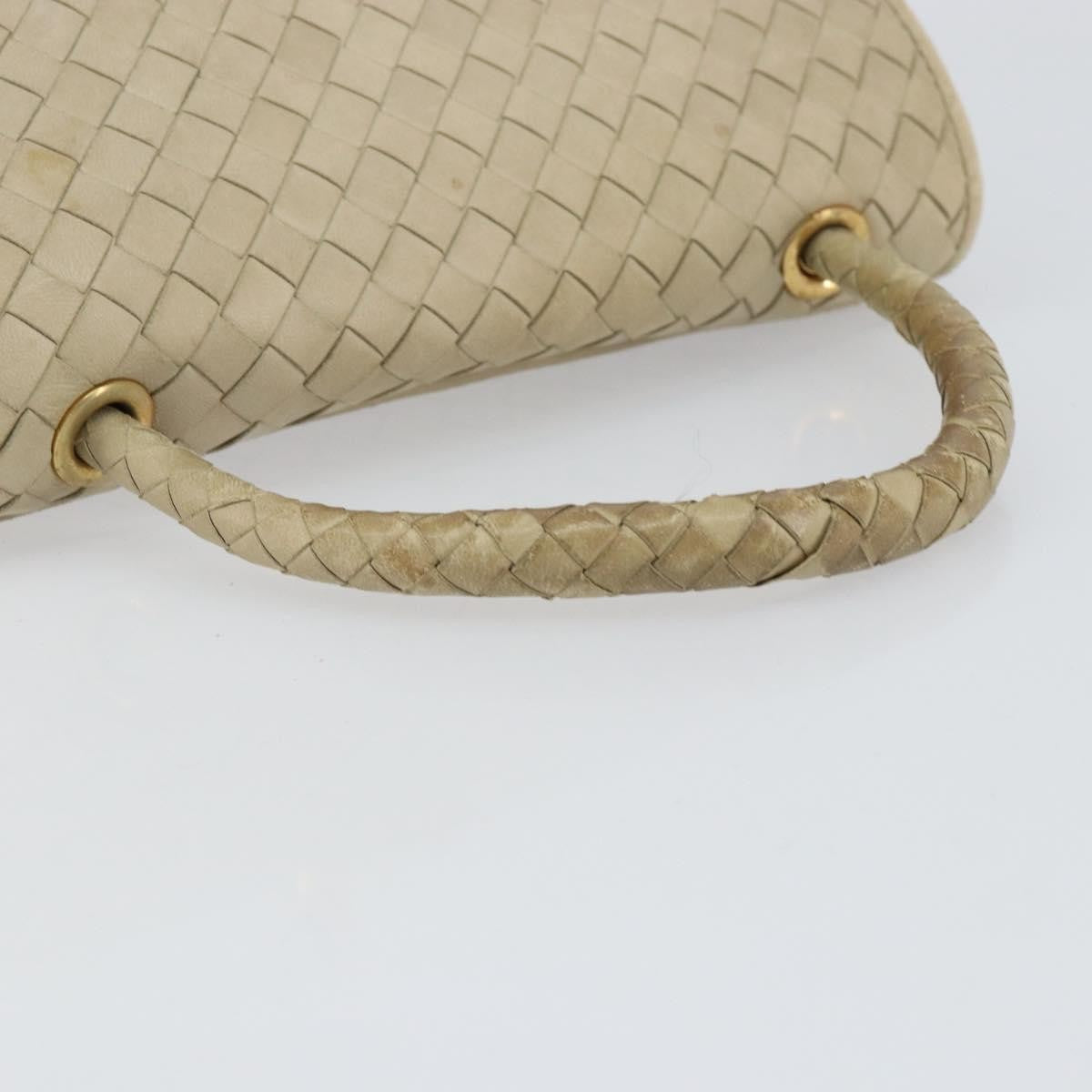 Bottega Veneta Intrecciato Handbag Leather Beige Leather Handbag (Pre-Owned)