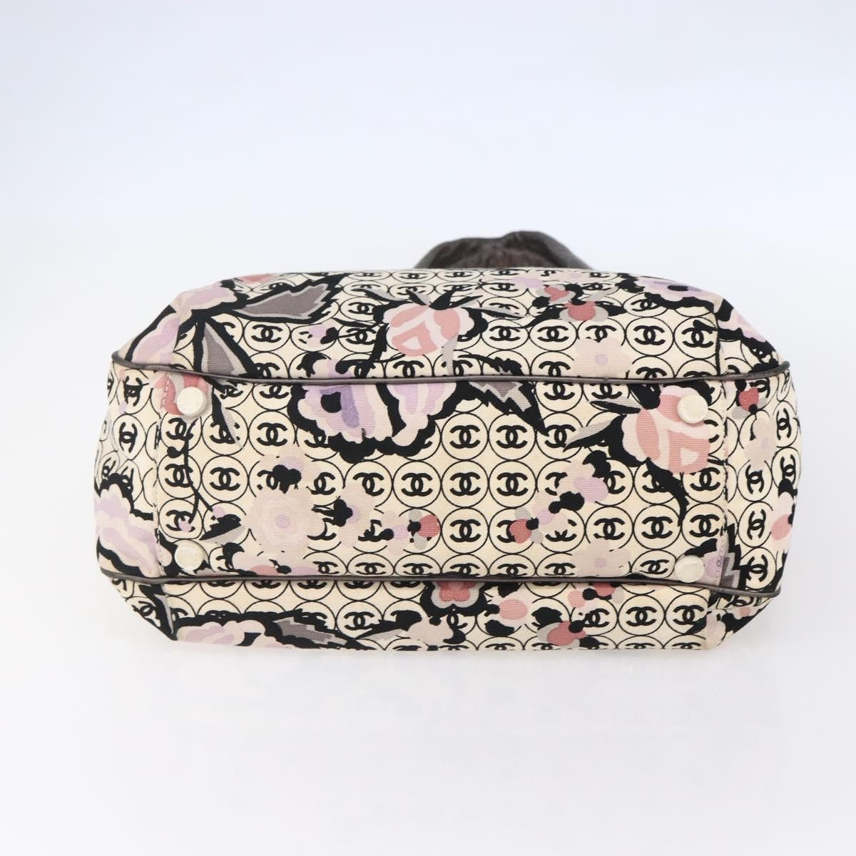 Chanel Vintage Floral Tote Canvas Beige Canvas Tote Bag Bag (Pre-Owned)