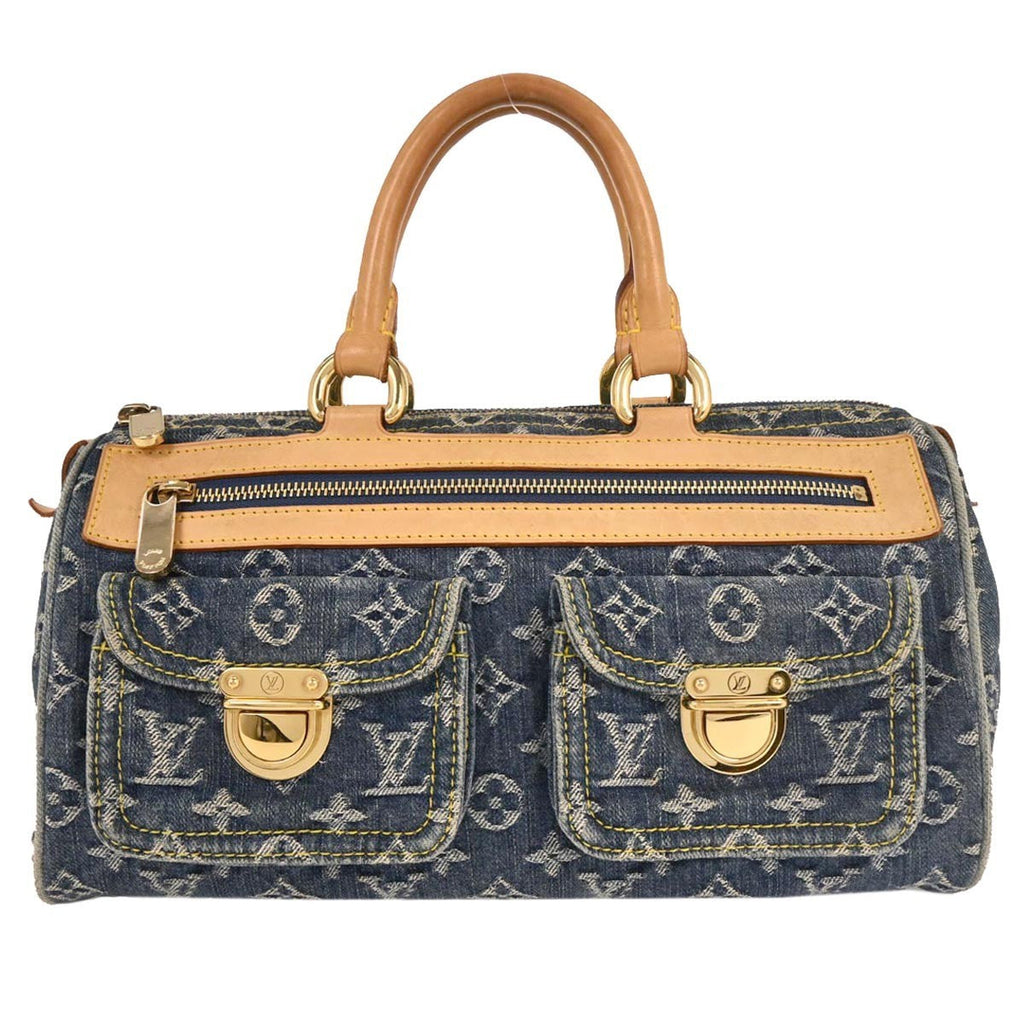 Louis Vuitton Neo Speedy Bag Denim Blue Denim_Jeans Handbag (Pre-Owned)