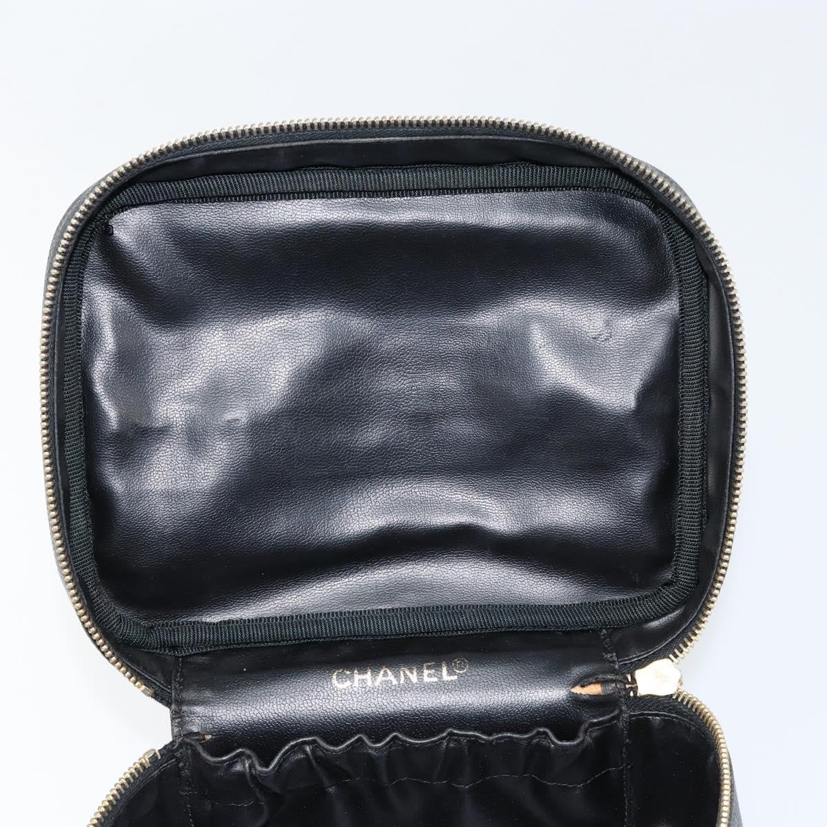 Chanel Vintage Cosmetic Case Leather Black Leather Clutche & Pouche Bag (Pre-Owned)