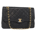 Chanel Vintage Two Tone Cc Flap Bag Quilted Lambskin Black Leather Shoulder Bag Bag (Pre-Owned)