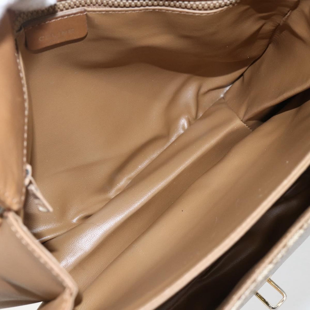 Celine Vintage Macadam Shoulder Bag Canvas And Leather Beige Canvas Shoulder Bag Bag (Pre-Owned)