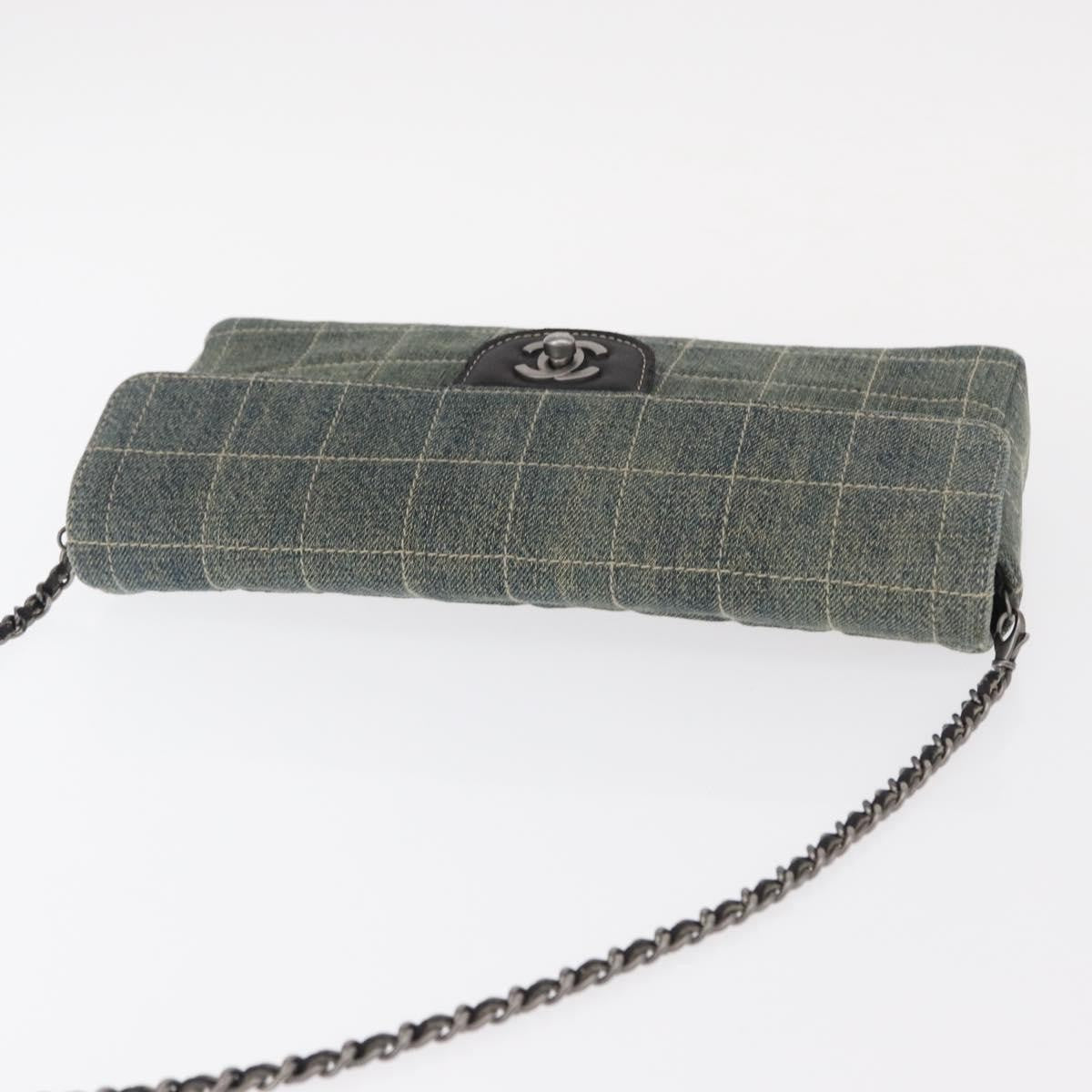 Chanel Chocolate Bar Flap Bag Quilted Denim Blue Denim_Jeans Shoulder Bag Bag (Pre-Owned)