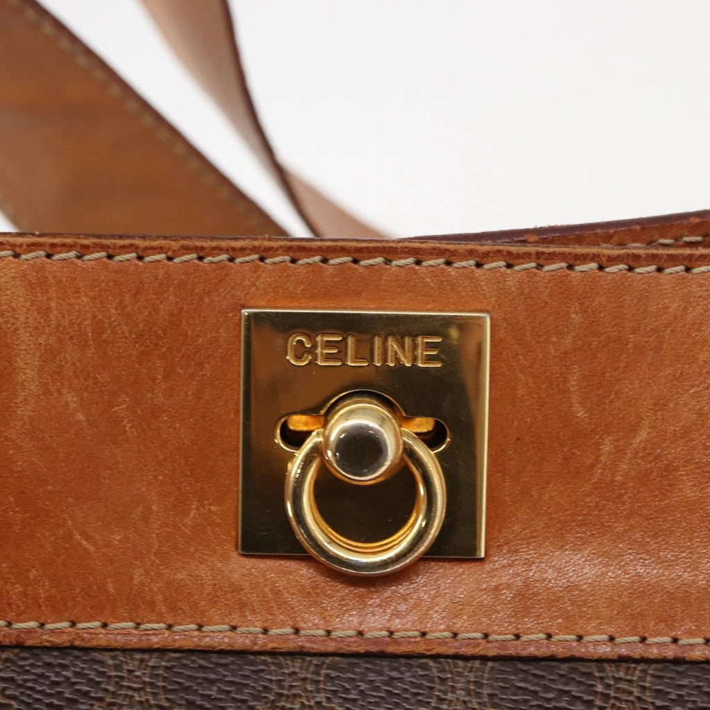 Celine Vintage Macadam Shoulder Bag Canvas And Leather Brown Canvas Shoulder Bag Bag (Pre-Owned)