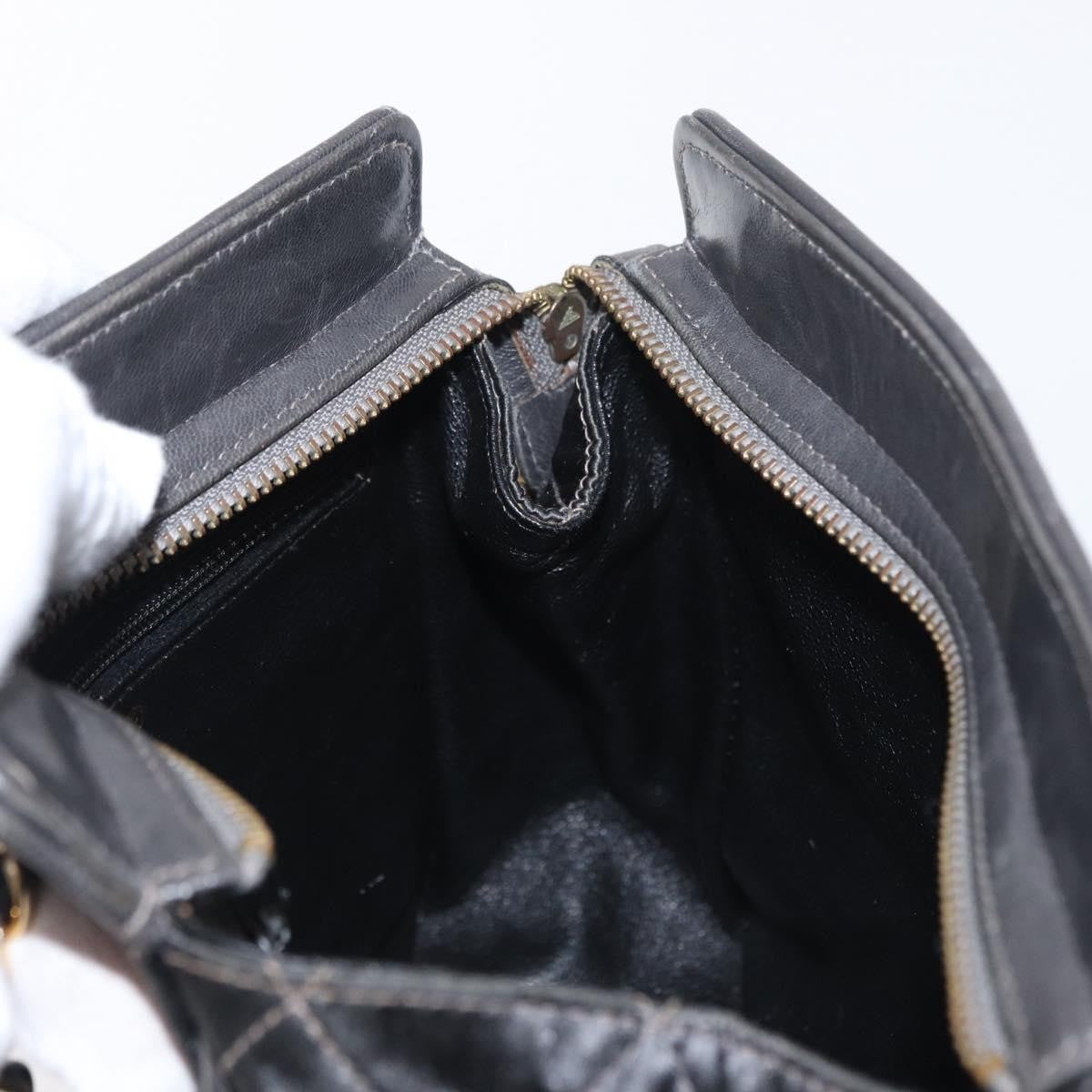 Chanel Vintage Chain Shoulder Bag Quilted Satin Gray Satin Shoulder Bag Bag (Pre-Owned)