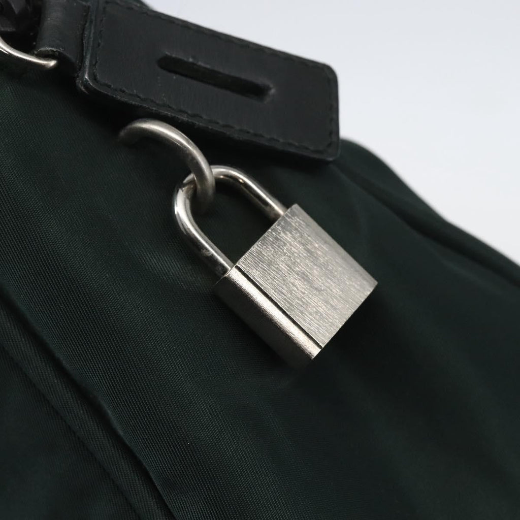Prada Bowling Shoulder Bag Tessuto Green Nylon Handbag (Pre-Owned)