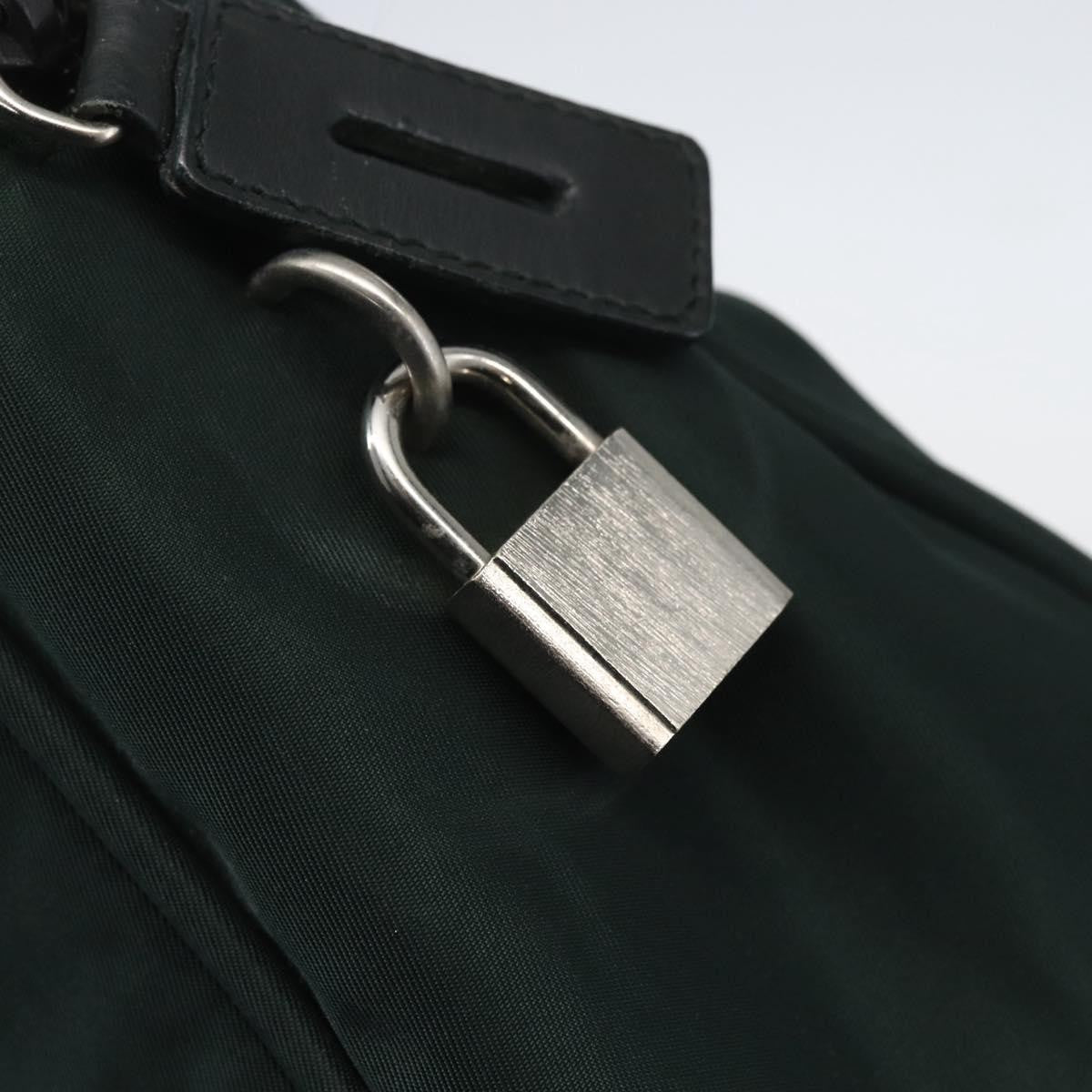 Prada Bowling Shoulder Bag Tessuto Green Nylon Handbag (Pre-Owned)