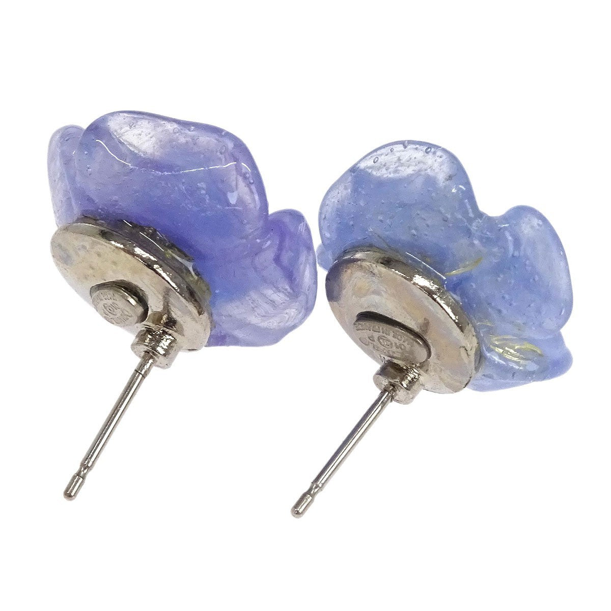 Chanel Vintage Cc Camellia Clip-On Earrings Resin Silver Silver_Plated Earrings Jewelry (Pre-Owned)
