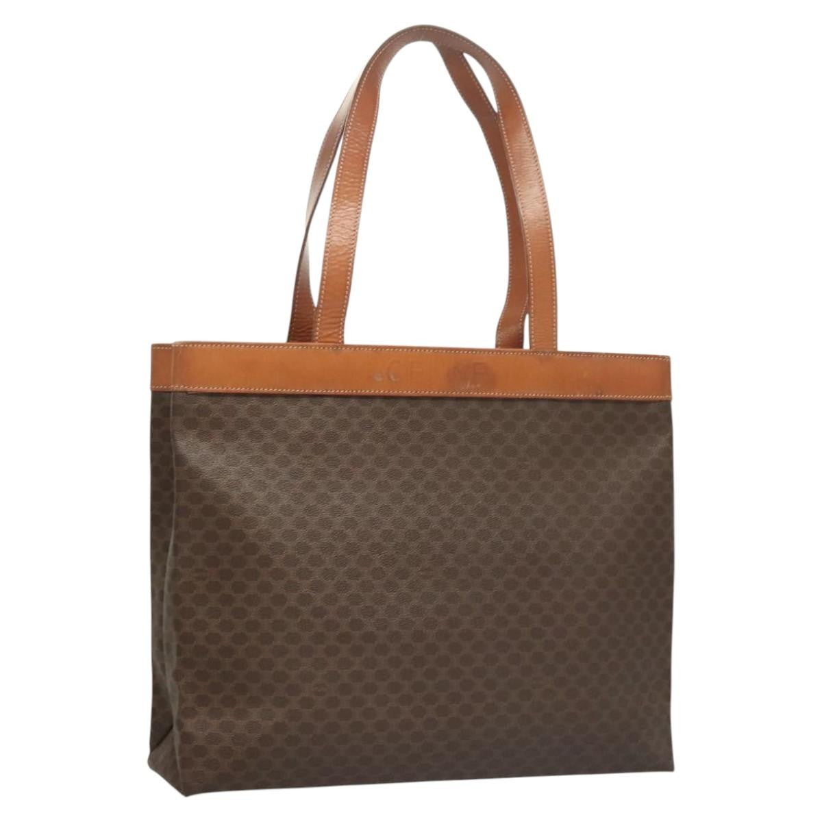 Celine Vintage Macadam Tote Bag Canvas Brown Canvas Tote Bag Bag (Pre-Owned)